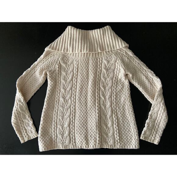 CASLON Cream Cable Knit Fisherman Sweater sz S - Picture 9 of 12